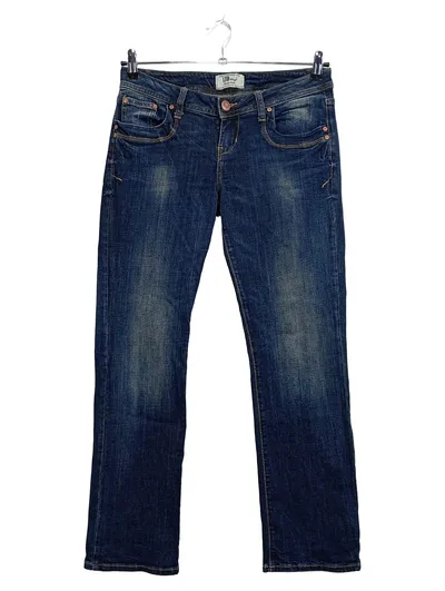 LTB Damen Jeans Straight Leg W30 Blau Low Waist Used Look