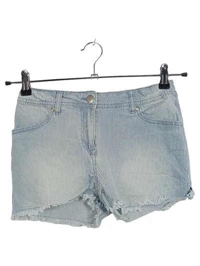 YIGGA Jeans Shorts Mädchen Gr. 164 blau weiß gestreift Fransen