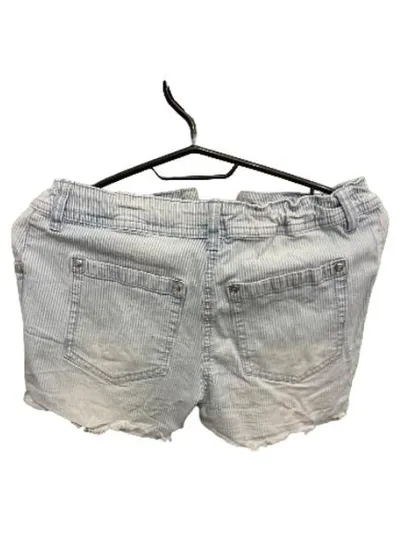 YIGGA Jeans Shorts Mädchen Gr. 164 blau weiß gestreift Fransen
