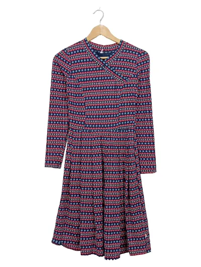 Blutsgeschwister Freizeitkleid Damen Gr. S Langarm Retro Muster Mehrfarbig