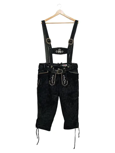 Alphorn Lederhose Herren Kniebund Tracht Gr. 52 Schwarz Oktoberfest