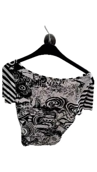 Ambria Selection Damen T-Shirt Gr. 36 Schwarz Weiß Abstrakt Muster Kurzarm