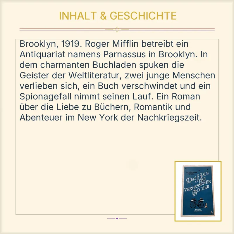 Das Haus der vergessenen Bücher - Christopher Morley - Atlantik Verlag Roman 6