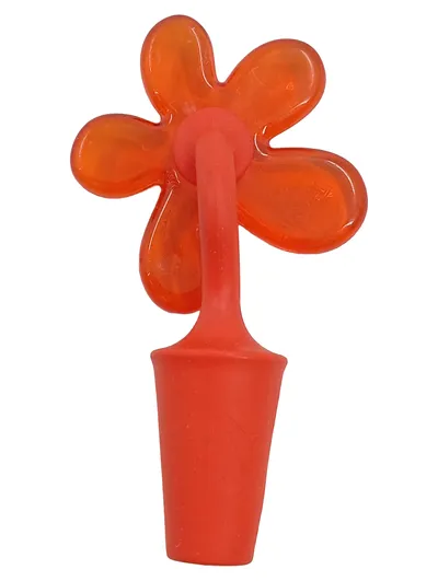 Koziol Flaschenverschluss Blume Orange Kunststoff Weinverschluss