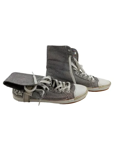 Replay Damen Sneaker High Gr. 36 Grau Glitzer Textil Schnürung