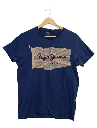 Pepe Jeans London Herren T-Shirt Union Jack Flagge Navy Blau Gr. S