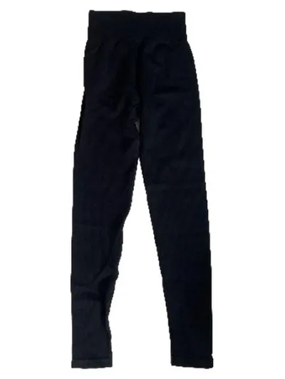 H&M Move Damen High-Waist Leggings Schwarz Gr. XS Sportlich Rippstrick