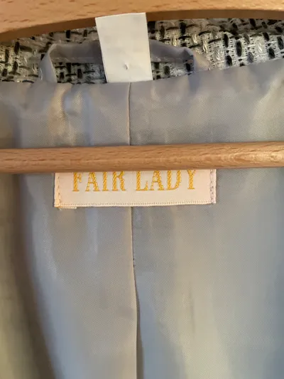 Fair Lady Damen Blazer Jacke kariert Gr. 50 Grau Tweed-Optik