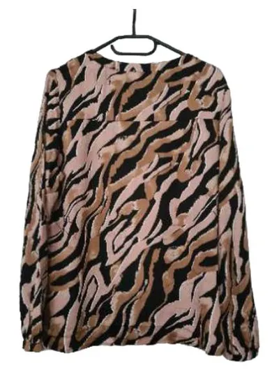 comma, Damen Bluse Gr. 38 Animal Print Langarm Modal Schwarz Braun