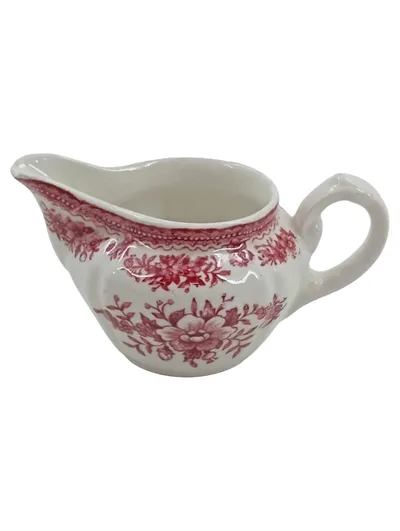 Villeroy & Boch Mettlach Milchkännchen Porzellan Blumenmuster Rot Weiß