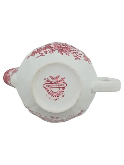 Villeroy & Boch Mettlach Milchkännchen Porzellan Blumenmuster Rot Weiß
