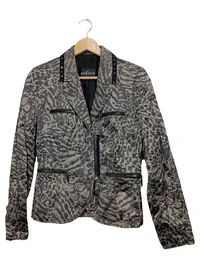 Airfield Damen Blazer Jacke Animal Print Nieten Gr. 38 Grau 1
