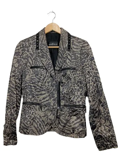 Airfield Damen Blazer Jacke Animal Print Nieten Gr. 38 Grau