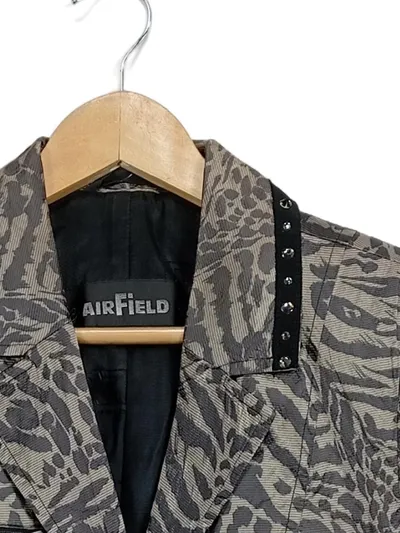 Airfield Damen Blazer Jacke Animal Print Nieten Gr. 38 Grau