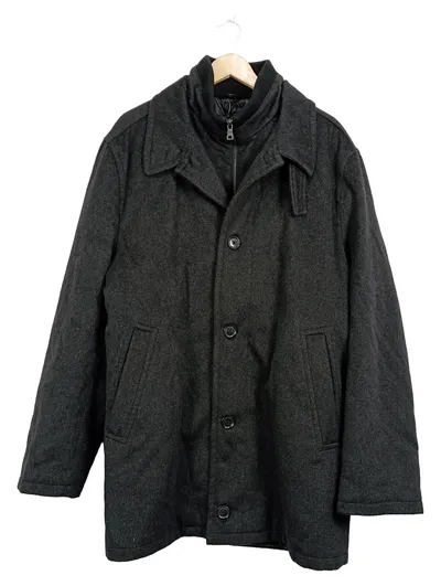 Andrew James Herren Wollmantel Jacke Grau Gr. 56 3XL Wolle Kaschmir Klassisch