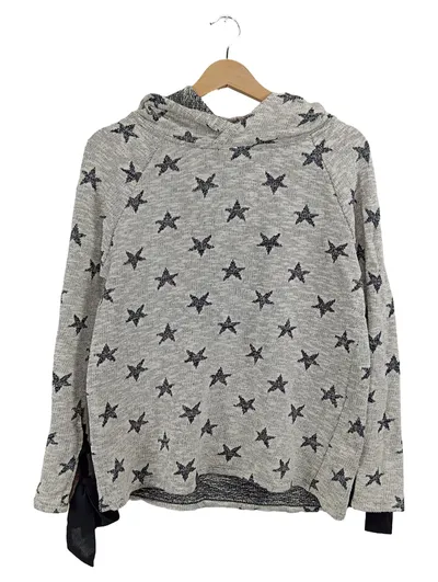 Damen Hoodie Kapuzenpullover Sterne Muster Grau Gr. 38 M Casual