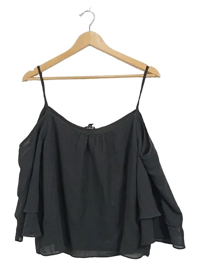 Buffalo David Bitton Damen Top Schwarz Gr. M Cold Shoulder Rüschen