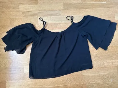 Buffalo David Bitton Damen Top Schwarz Gr. M Cold Shoulder Rüschen