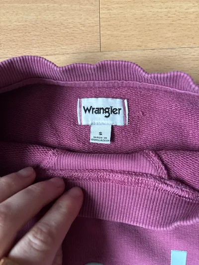 Wrangler Pullover Damen Gr. S Rosa Cropped Kurzarm Logo-Print