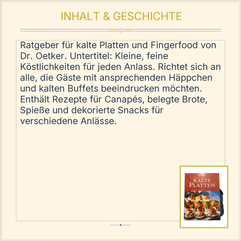 Dr. Oetker Kalte Platten Kochbuch Fingerfood Snacks Party Rezepte 3