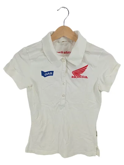 GAS Basic Honda Damen Polo Shirt Weiß Gr. XS Stickerei Sportlich