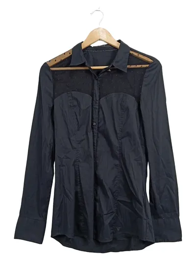 GUESS Los Angeles Damen Bluse Schwarz Gr. M Spitze Elegant