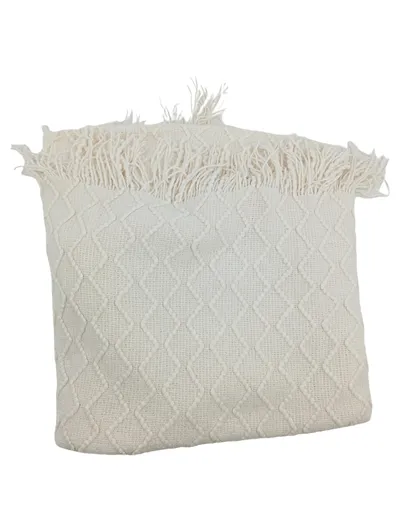 Pottery Barn Wohndecke Zickzackmuster Fransen Beige 152x128cm