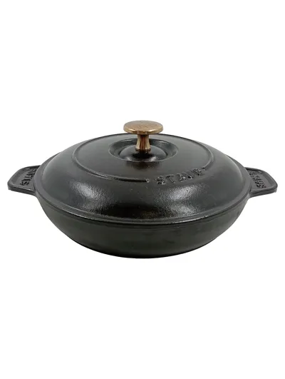 STAUB Gusseisen Bräter rund 20cm Schwarz mit Deckel Cocotte
