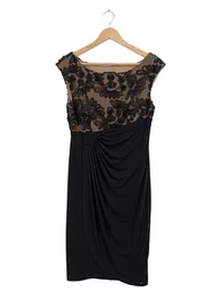 Connected Apparel Cocktailkleid Damen Gr. 36 Schwarz Spitze Blumen Elegant 1