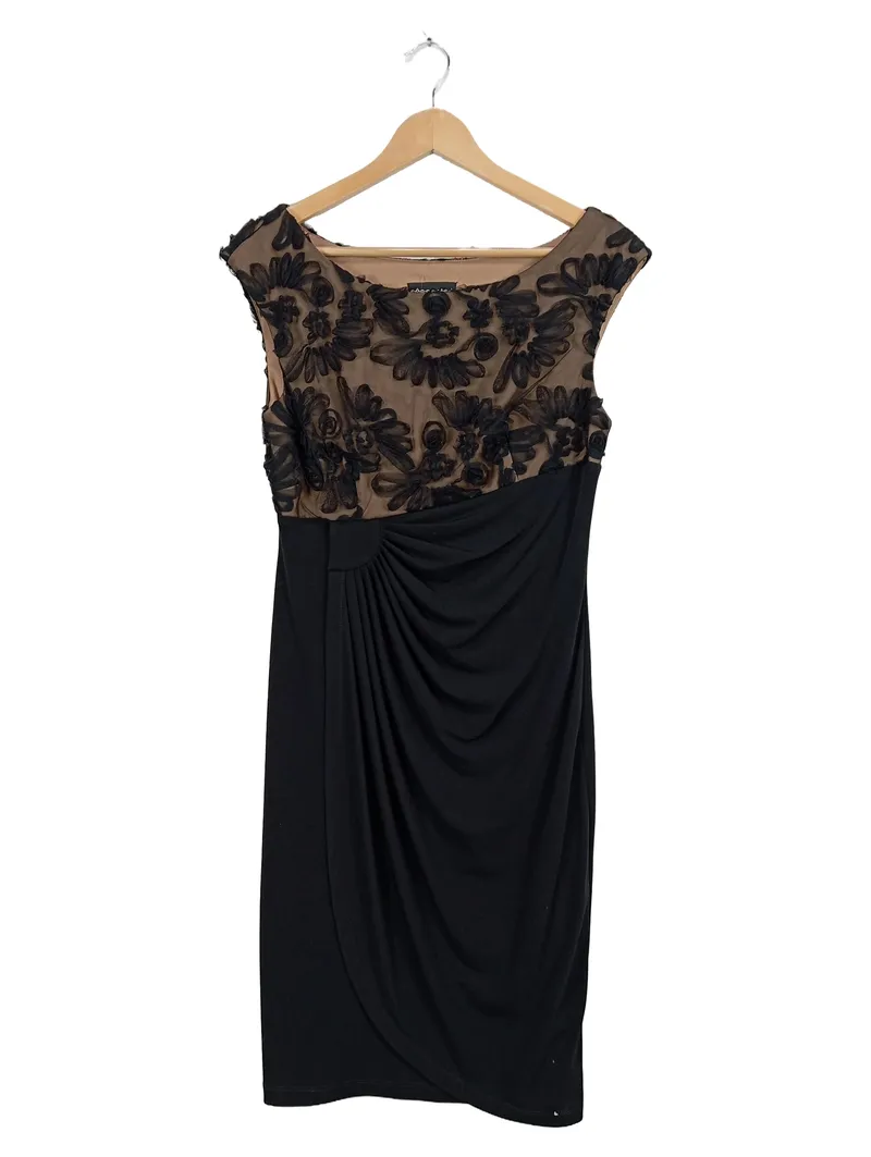 Connected Apparel Cocktailkleid Damen Gr. 36 Schwarz Spitze Blumen Elegant 1