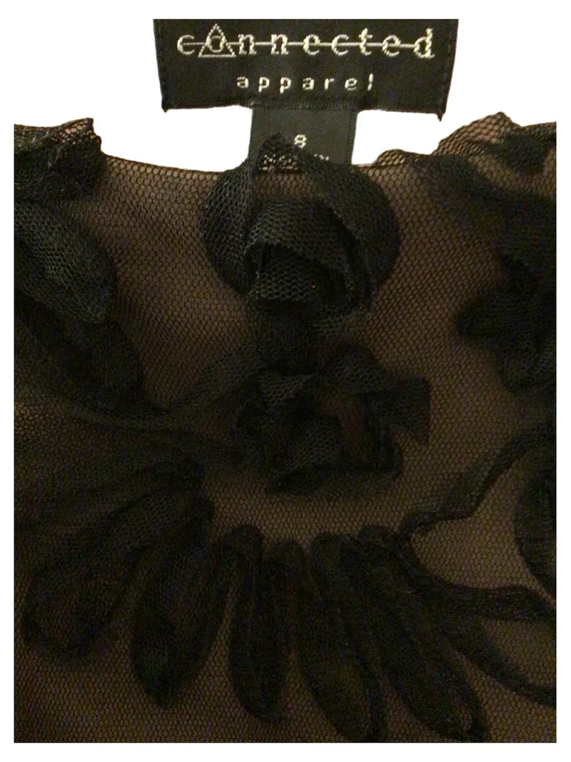Connected Apparel Cocktailkleid Damen Gr. 36 Schwarz Spitze Blumen Elegant 3