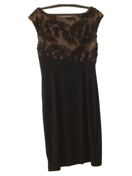 Connected Apparel Cocktailkleid Damen Gr. 36 Schwarz Spitze Blumen Elegant 4