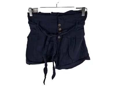 LASCANA Damen Shorts Paperbag Bund Knopfleiste Blau Gr. 34 XS