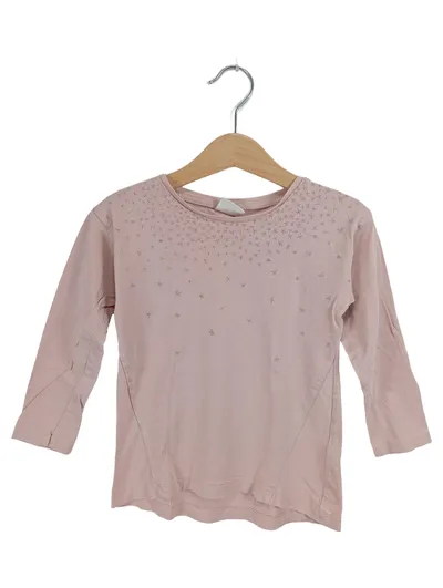 Zara Kids Langarmshirt Mädchen Gr. 110 Rosa Sterne Glitzer