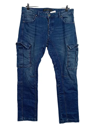 AMACI & SONS Herren Cargo Jeans Hose Blau W34/L32 Stretch Denim