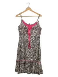 Alba Moda Damen Nachthemd Leopardenmuster Beige Gr. 42 XL Schleife 1