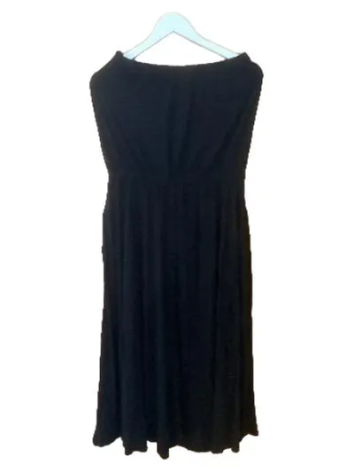 LASCANA Bandeau Kleid Damen Gr. 42 Schwarz Maxikleid Viskose