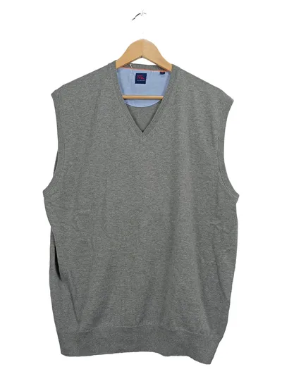 Tom Rusborg Herren Pullunder V-Ausschnitt Grau Baumwolle Gr. XL