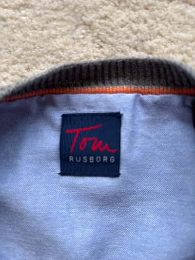 Tom Rusborg Herren Pullunder V-Ausschnitt Grau Baumwolle Gr. XL