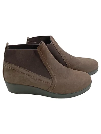 BAMA Damen Stiefelette Chelsea Wedge Braun Wildleder Gr. 37 Slip-On