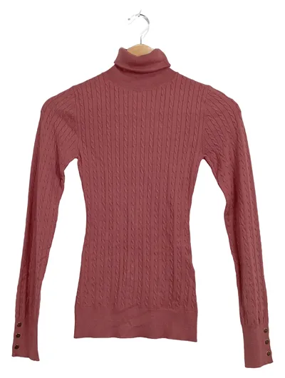 Anna Field Rollkragenpullover Damen Gr. XS Rosa Zopfstrick Langarm