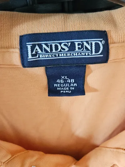 Lands' End Herren Poloshirt Gr. XL Orange Klassisch Kurzarm Baumwolle
