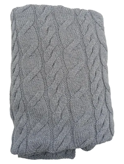 Carraig Donn Wohndecke Strickdecke Merino Wolle Grau 150x115 cm Irland