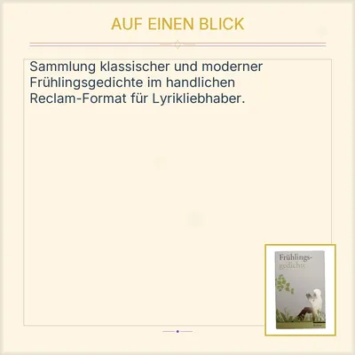 Frühlingsgedichte Reclam Lyrikbuch Taschenbuch Gedichte Frühling Anthologie