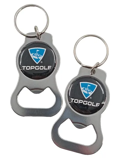 Topgolf Schlüsselanhänger Flaschenöffner Metall Silber Logo Praktisch