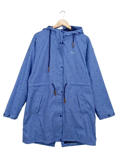 Leitfeuer Damen Regenjacke Parka Gr. 42 Blau Gepunktet Kapuze