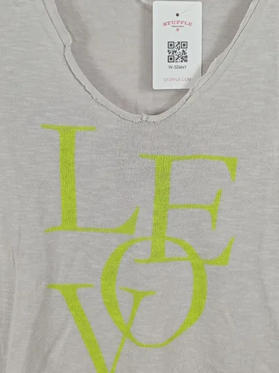Miss Goodlife Damen T-Shirt LOVE Aufdruck Gr. XS Beige Casual