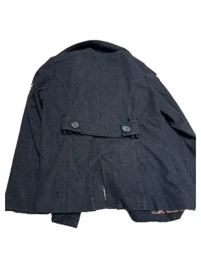 Laura di Sarpi Damen Kurzmantel Schwarz Wolle Gr. 40 Klassisch Peacoat