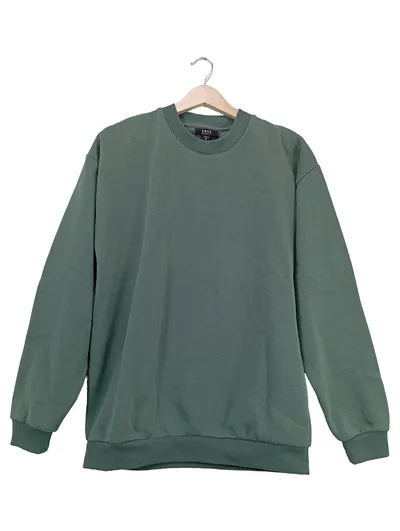 Smog Sweatshirt Herren Gr. M Grün Relaxed Fit Basic Rundhals