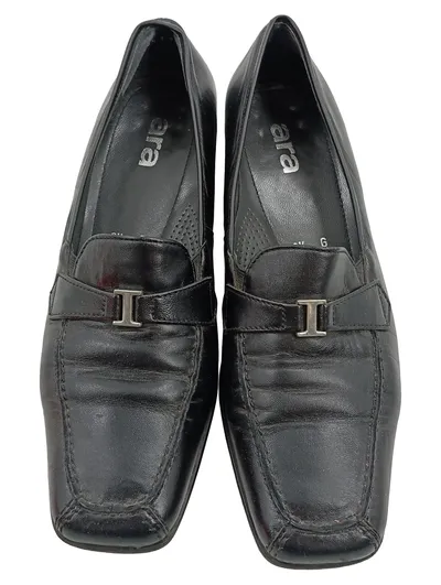 ara Damen Loafer Slipper Leder Schwarz Gr. 40 Business Schuhe Metallspange